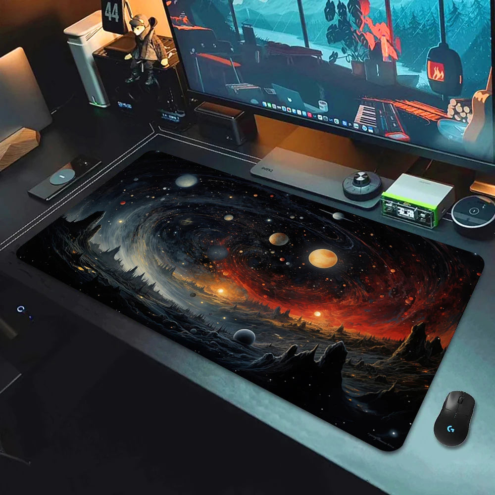Large Gaming Mouse Pad Landscape Keyboard Mat Carpet HD Print Space Mousepad Computer Galaxy Non-Slip Rubber Big Desk Mat 90x40