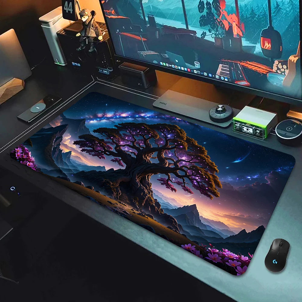 Large Gaming Mouse Pad Landscape Keyboard Mat Carpet HD Print Space Mousepad Computer Galaxy Non-Slip Rubber Big Desk Mat 90x40