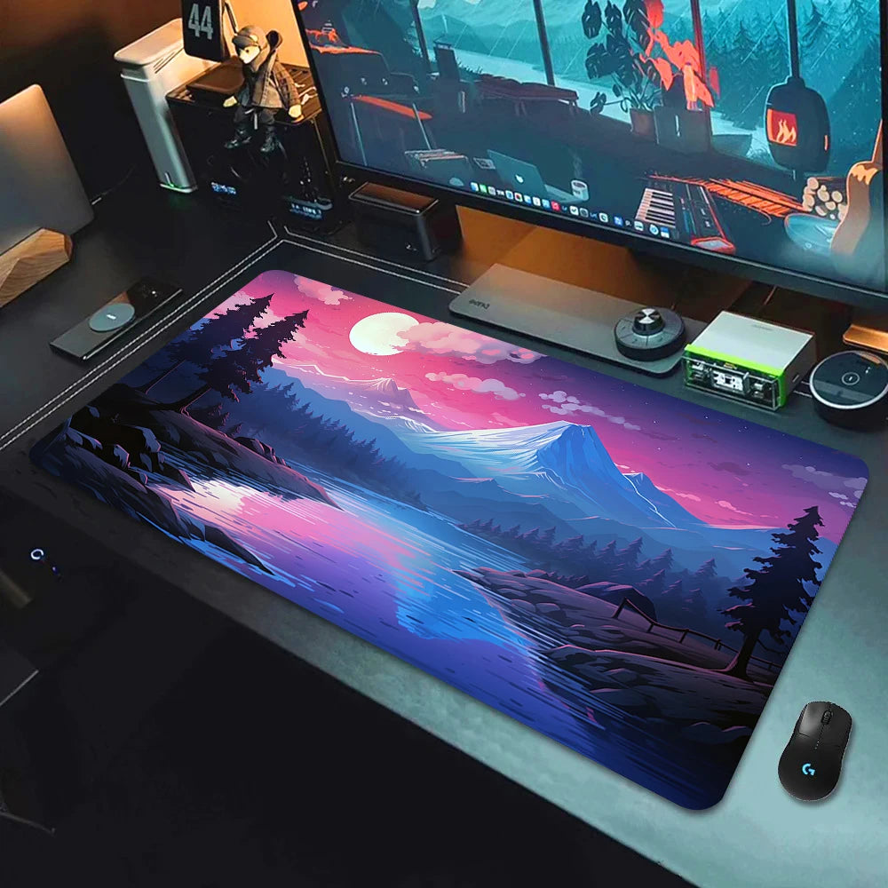 Large Gaming Mouse Pad Landscape Keyboard Mat Carpet HD Print Space Mousepad Computer Galaxy Non-Slip Rubber Big Desk Mat 90x40