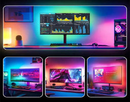 USB PC LED Strip Lights 24-34 Inch Computer RGBIC APP Music Sync Monitor Screen LED Backlight for Gaming Room Atmosphere Decor