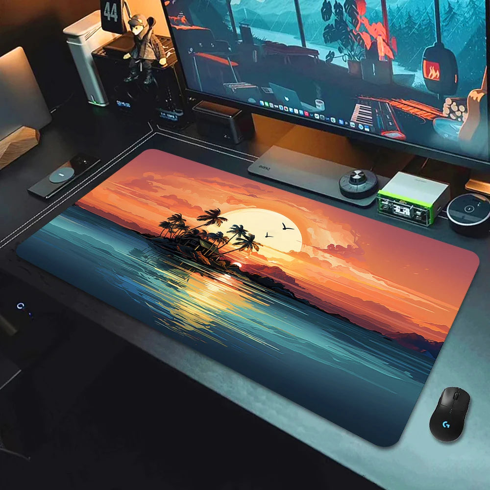 Large Gaming Mouse Pad Landscape Keyboard Mat Carpet HD Print Space Mousepad Computer Galaxy Non-Slip Rubber Big Desk Mat 90x40