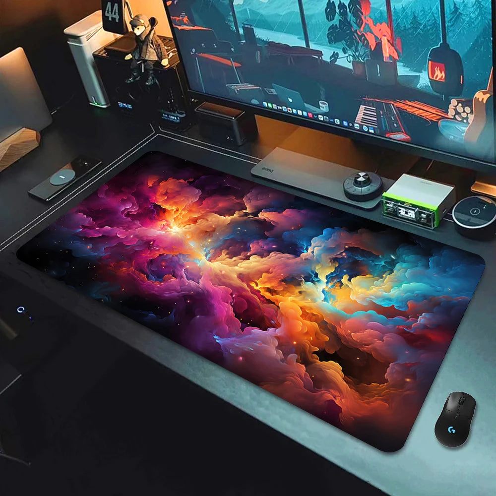 Large Gaming Mouse Pad Landscape Keyboard Mat Carpet HD Print Space Mousepad Computer Galaxy Non-Slip Rubber Big Desk Mat 90x40