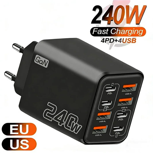 PowerHub — 240W 8-in-1 GaN-USB-C-Ladegerät