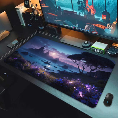 Large Gaming Mouse Pad Landscape Keyboard Mat Carpet HD Print Space Mousepad Computer Galaxy Non-Slip Rubber Big Desk Mat 90x40