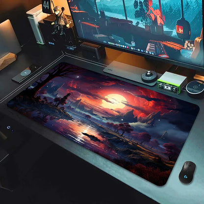 Large Gaming Mouse Pad Landscape Keyboard Mat Carpet HD Print Space Mousepad Computer Galaxy Non-Slip Rubber Big Desk Mat 90x40