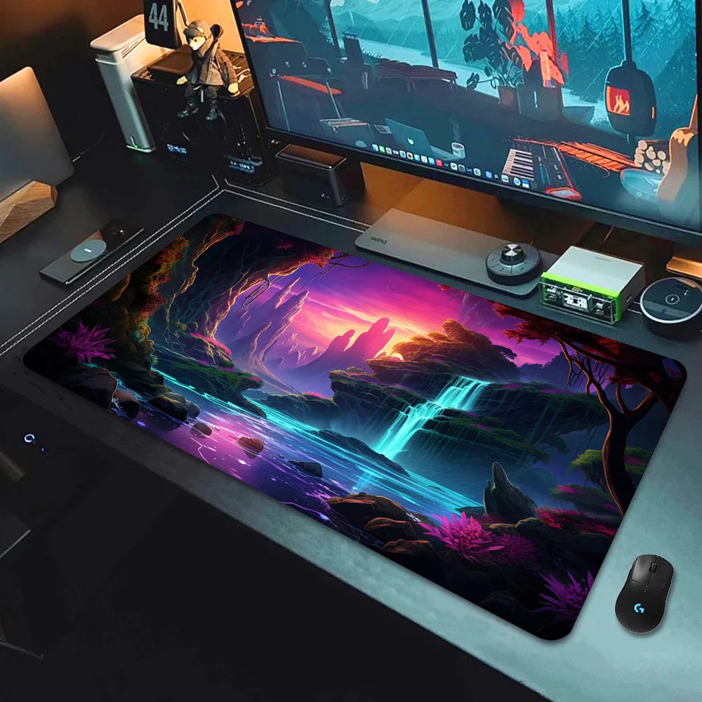 Large Gaming Mouse Pad Landscape Keyboard Mat Carpet HD Print Space Mousepad Computer Galaxy Non-Slip Rubber Big Desk Mat 90x40