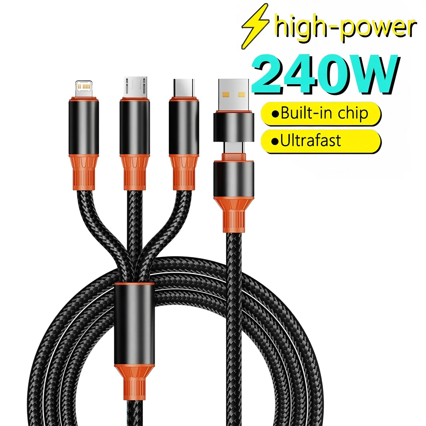 PowerLink — 240W 3-in-1 Fast-Charge Cable