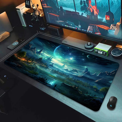 Large Gaming Mouse Pad Landscape Keyboard Mat Carpet HD Print Space Mousepad Computer Galaxy Non-Slip Rubber Big Desk Mat 90x40