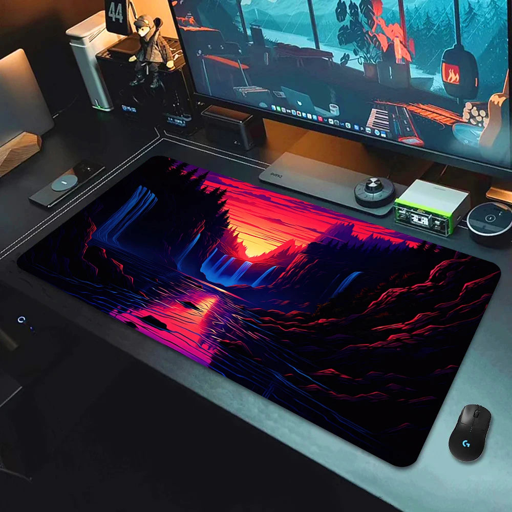 Large Gaming Mouse Pad Landscape Keyboard Mat Carpet HD Print Space Mousepad Computer Galaxy Non-Slip Rubber Big Desk Mat 90x40