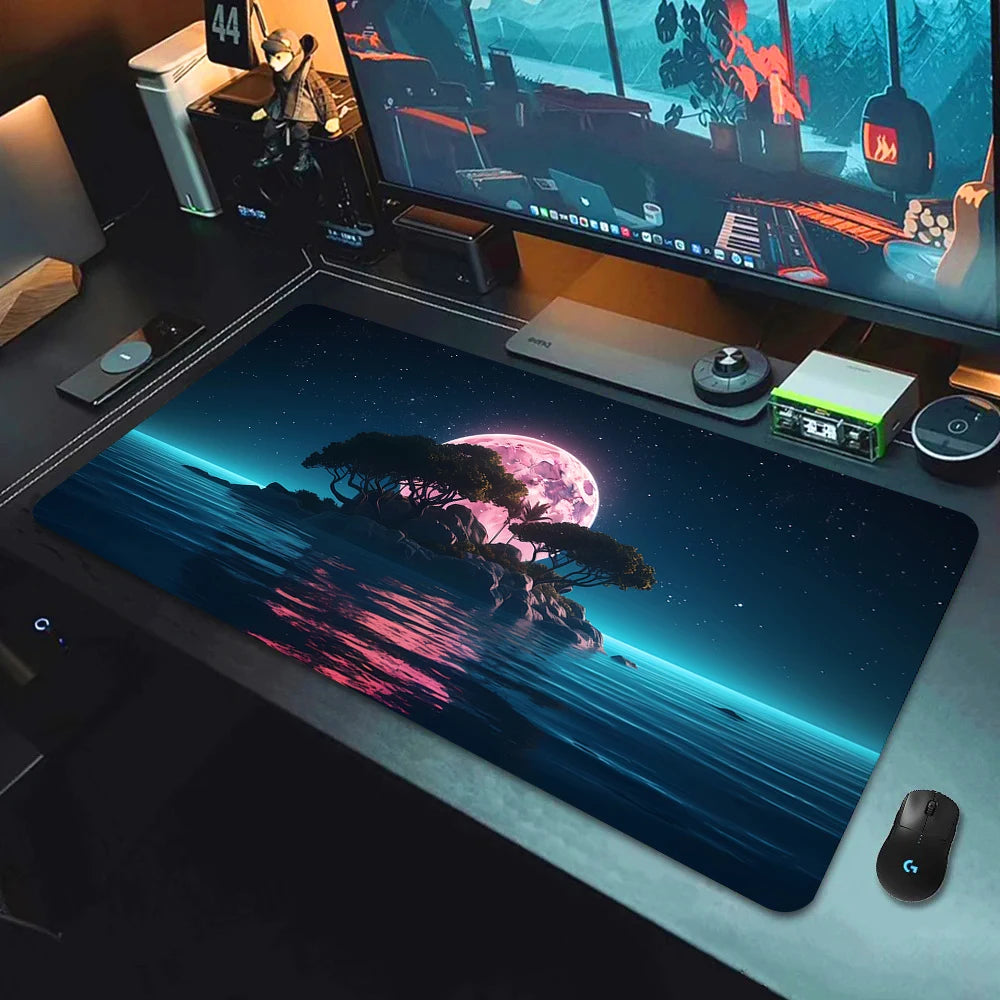 Large Gaming Mouse Pad Landscape Keyboard Mat Carpet HD Print Space Mousepad Computer Galaxy Non-Slip Rubber Big Desk Mat 90x40