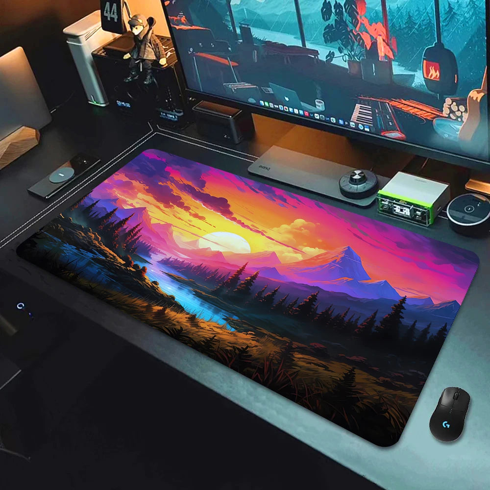 Large Gaming Mouse Pad Landscape Keyboard Mat Carpet HD Print Space Mousepad Computer Galaxy Non-Slip Rubber Big Desk Mat 90x40